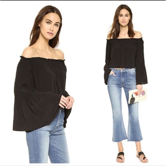 Yumi Kim Black Off the Shoulder Top - Picture 1 of 10